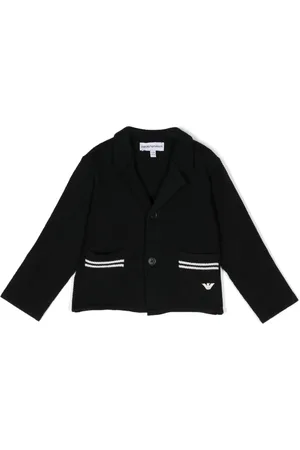 Emporio Armani Notched-lapels waffle-knit cardigan