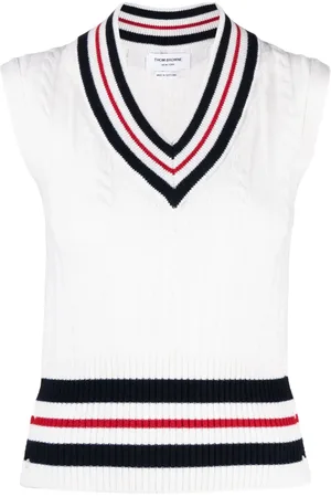 Thom Browne RWB-stripe cashmere top