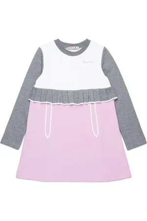 Marni Ruffle detailing long-sleeved patchwork dress