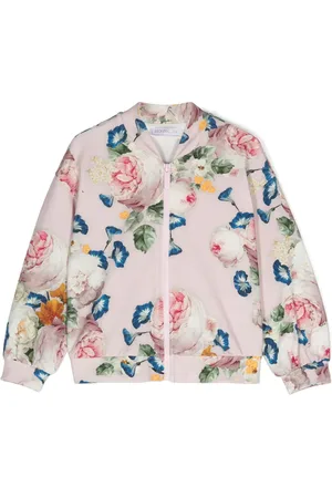 MONNALISA Roses-print zip-up sweatshirt