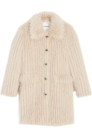 Apparis Long-collar buttoned faux-fur coat