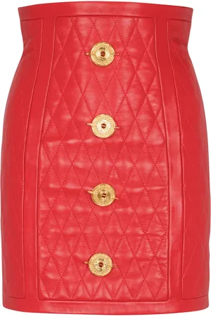 Balmain Quilted leather mini skirt