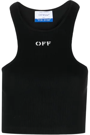 OFF-WHITE Off-Stamp ribbed crop top