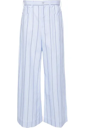 Marni Poplin striped wide trousers