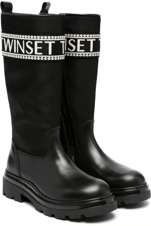 Twin-Set Logo-tape knee-high boots