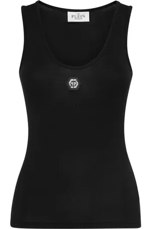 Philipp Plein Logo-appliqu??d cotton tank top