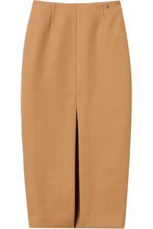 Twin-Set Deep front-slit straight midi skirt