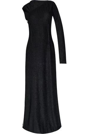 Y-3 Stripe-detailing one-shoulder maxi dress