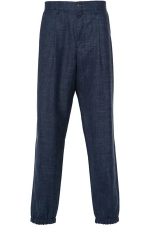 CANALI Chambray wool-blend trousers