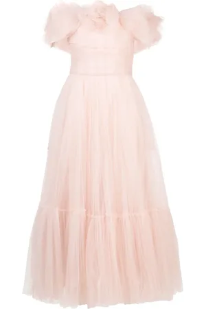 Ana Radu Floral-appliqu?? tulle midi dress