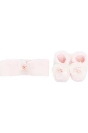 La Perla Floral-appliqu?? booties & headband set