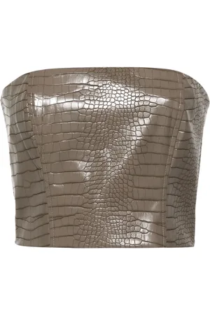 ROTATE Crocodile-embossed crop top