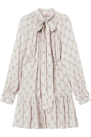 Twin-Set Bow-print creponne mini dress