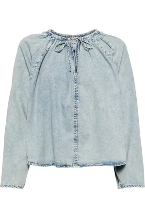 Frame Shirred denim blouse