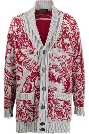 Philipp Plein Long intarsia-knit cardigan