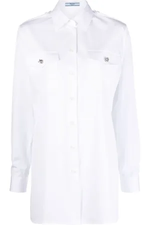 Prada Crystal-button cotton shirt
