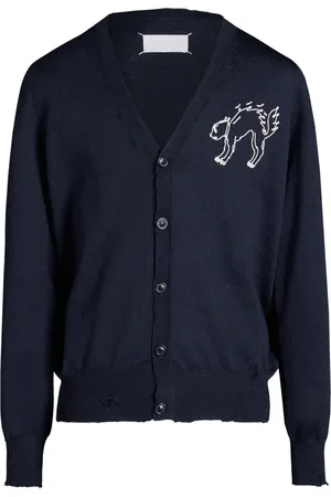 Maison Margiela Intarsia-knit wool cardigan