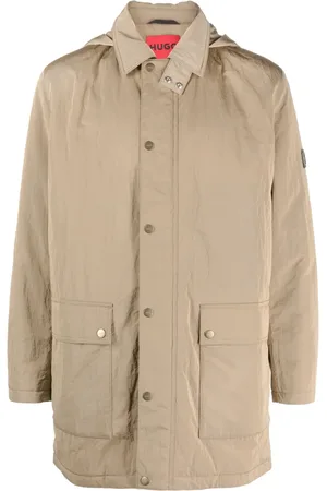 HUGO BOSS Hooded crinkled-finish raincoat