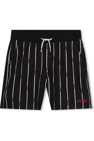 HUGO BOSS Logo-print striped swim shorts