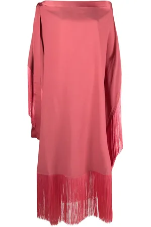 ‎Taller Marmo‎ Neck tie-fastening fringed crepe midi dress