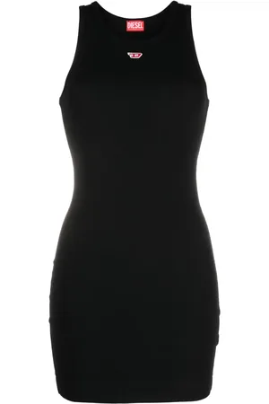 Diesel Embroidered-logo ribbed-knit dress