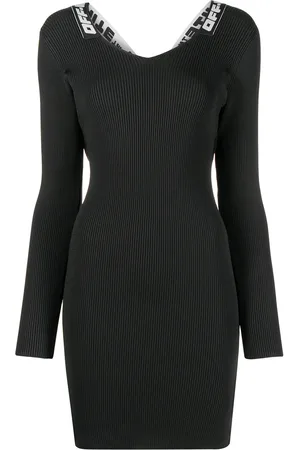 OFF-WHITE Logo-tape ribbed dress