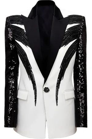 Balmain Sequin-design single-breasted blazer
