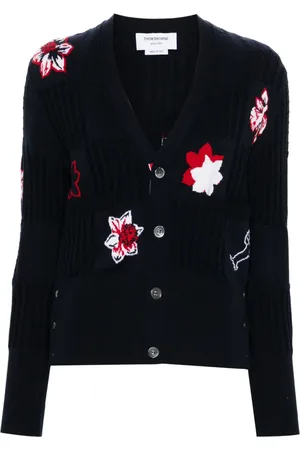 Thom Browne Hector floral intarsia-knit cardigan
