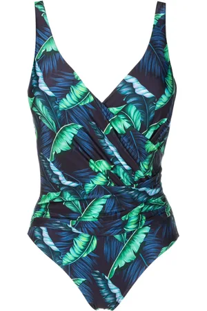Lygia & Nanny Maisa draped leaf-print swimsuit