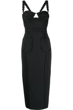 Elie saab Scallop-edge straps midi dress