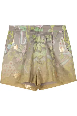 Cynthia Rowley Floral-printed faded-effect shorts