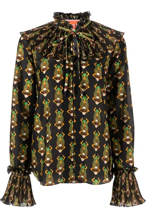 La DoubleJ Nefertiti scarab-print habotai blouse