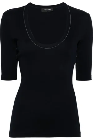 Fabiana Filippi Bead-detailing ribbed T-shirt