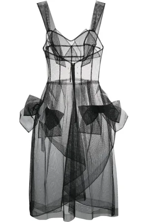 Maison Margiela Bow-appliqu?? tulle midi dress