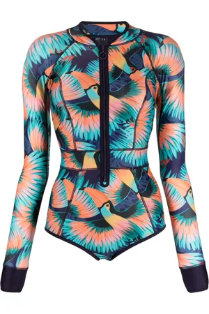 Duskii Tucan-print zip-up swimsuit