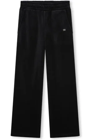 Sonia Rykiel Enfant Rhinestone-logo velvet track pants