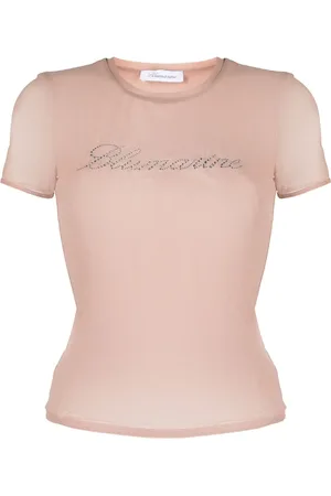 BLUMARINE Logo-embellishment mesh T-shirt
