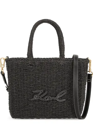 Karl Lagerfeld Signature raffia beach tote bag