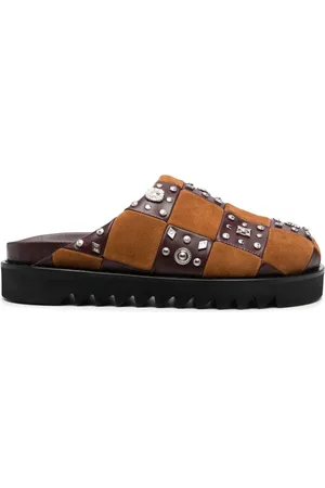 TOGA VIRILIS Stud-embellished leather slippers