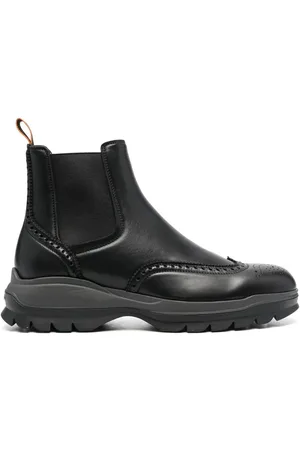 santoni Leather brogue Chelsea boots