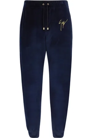 Giuseppe Zanotti Logo-embroidered velvet track pants