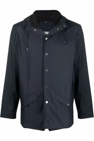 Rains Drawstring-hooded buttoned rain jacket