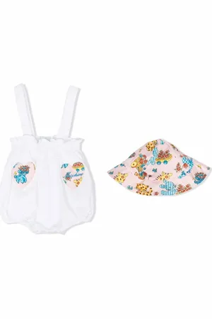 Moschino Graphic-print babygrow and beanie
