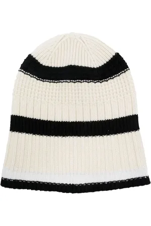 Barrie Textured stripes cashmere beanie hat