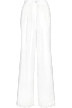 Dolce & Gabbana Floral-lace long-length palazzo pants