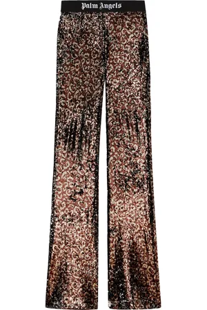 Palm Angels Logo-tape sequin flared trousers