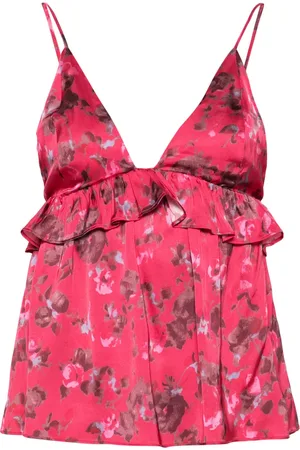 Ganni Floral-print satin top