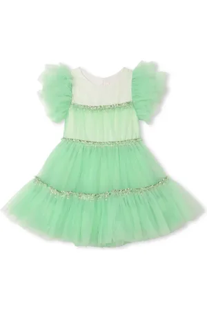 Billieblush Tulle-panels short-sleeve dress