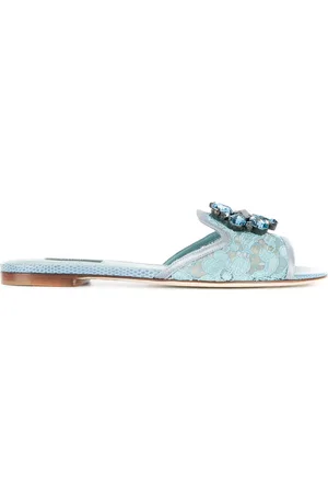 Dolce & Gabbana Crystal-embellished lace slides