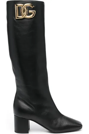 Dolce & Gabbana Jackie 60mm logo-plaque leather boots